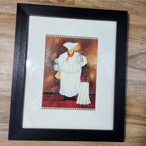 💜NWOT Jennifer Garant Fat Chef "Table Pour Deux" 14x16 Framed Wall Art
